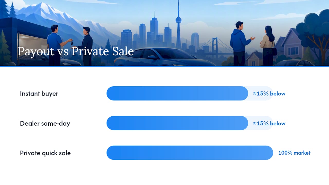 Comparison chart of fast car sale methods