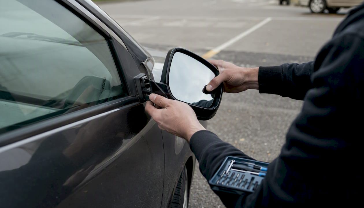 Hands replacing a car's windshield wiper blade