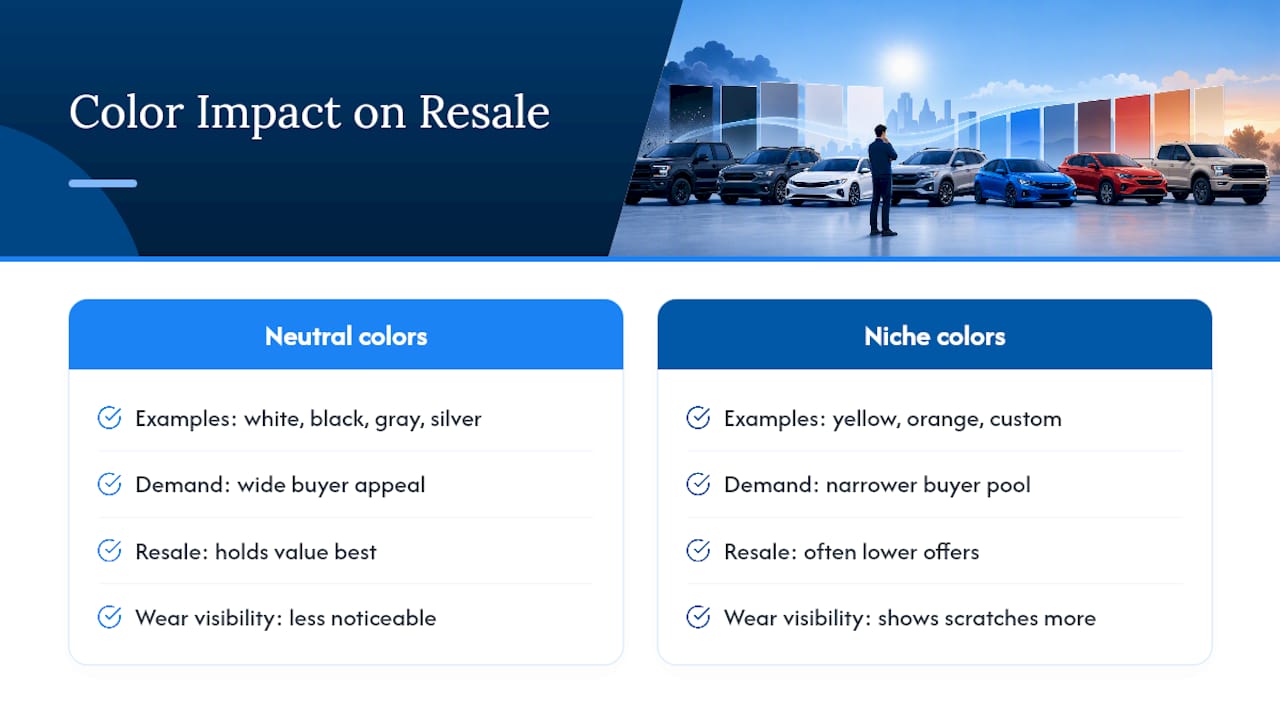Diagram comparing car colors and resale value impact