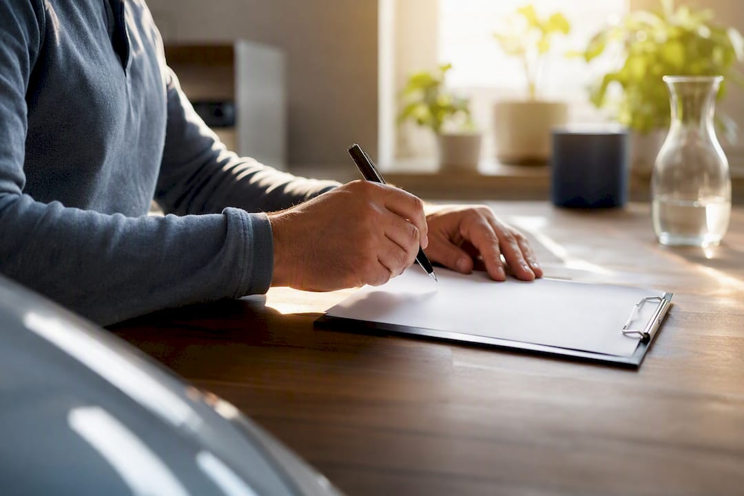 Hands signing car sale documents