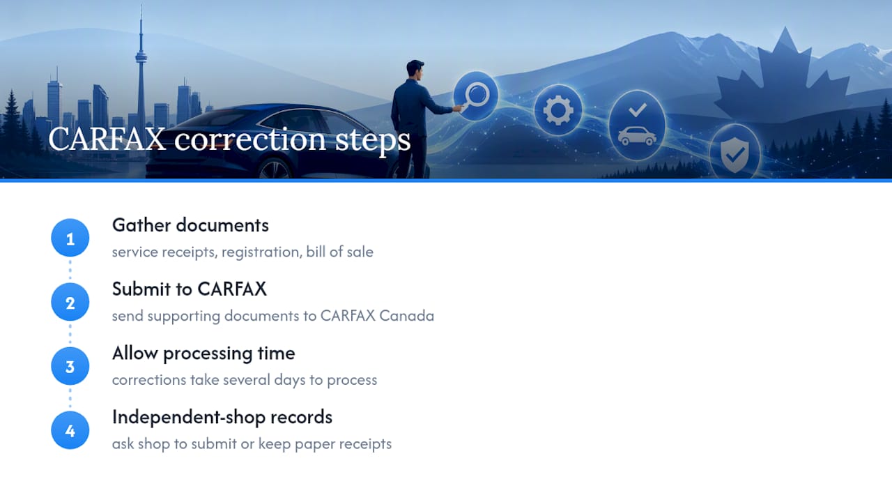 Steps for correcting CARFAX report errors
