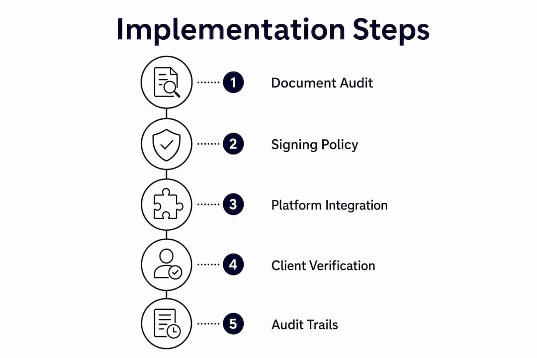 Infographic illustrating eIDAS signature implementation steps