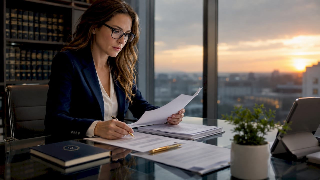 Legal professional reviewing e-signature documents