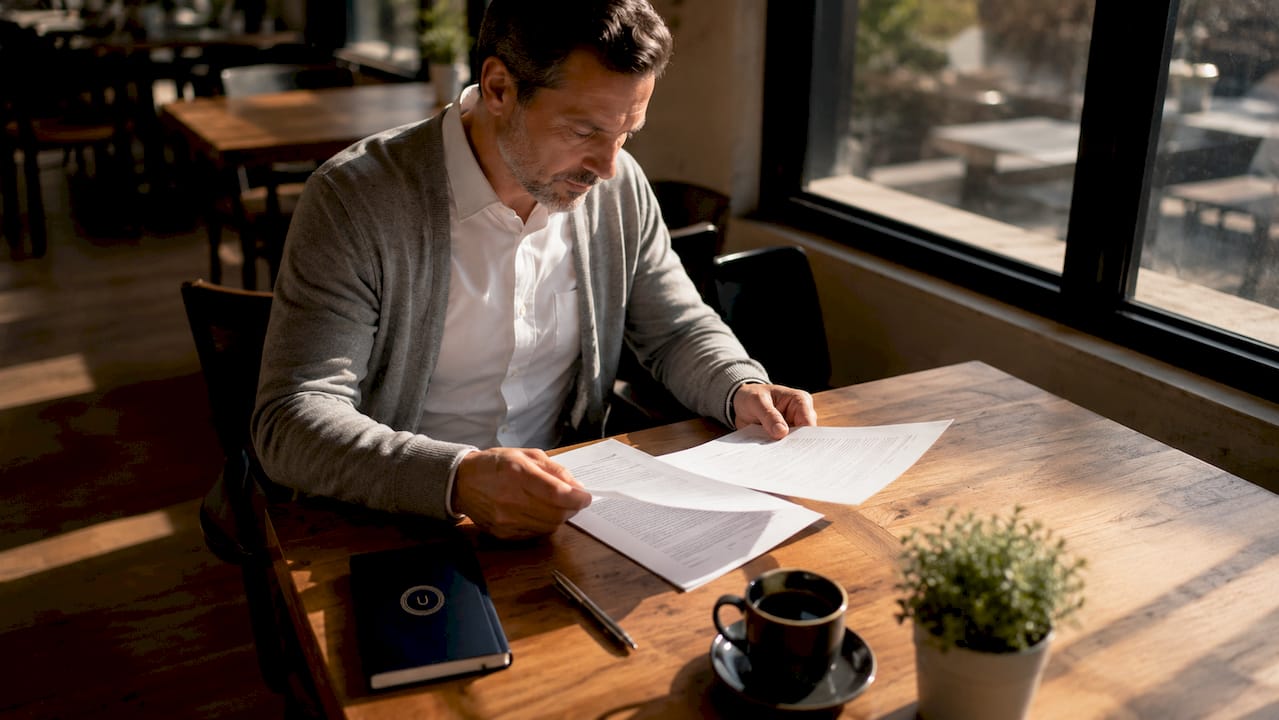 Man verifying electronic signature compliance documents