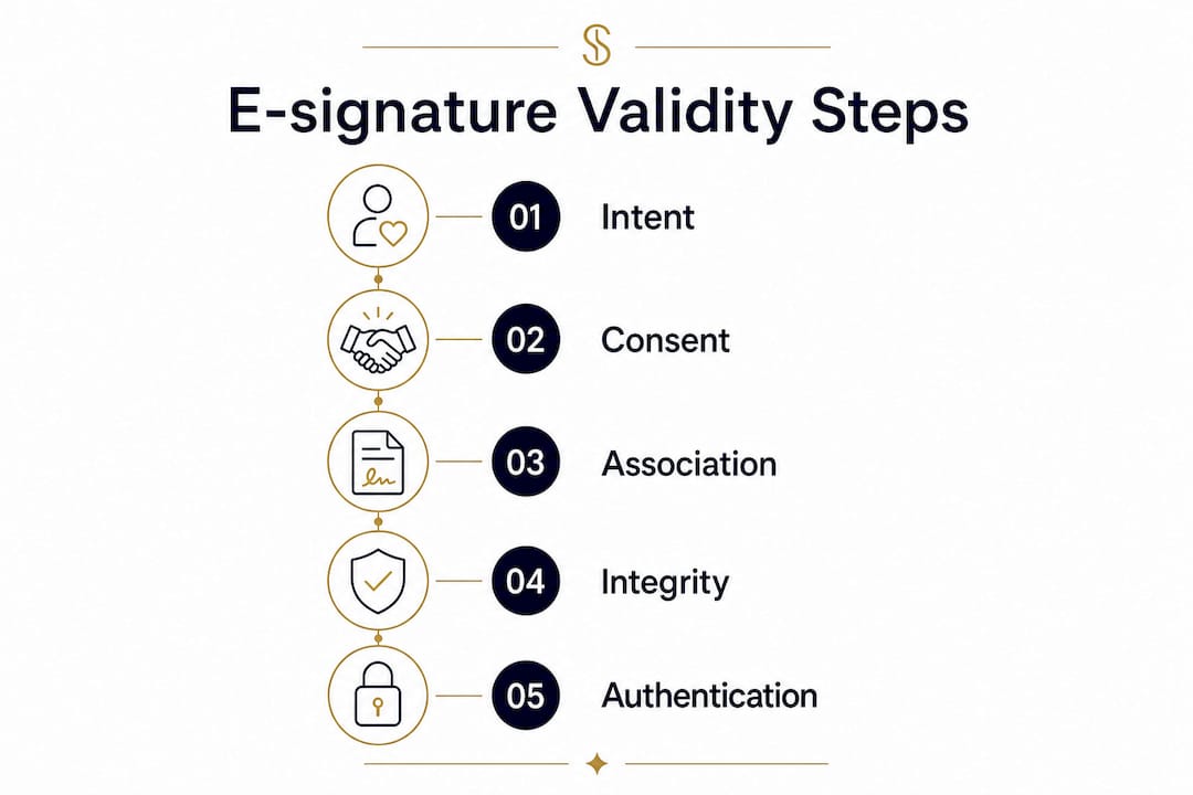 Infographic showing key steps to e-signature validity