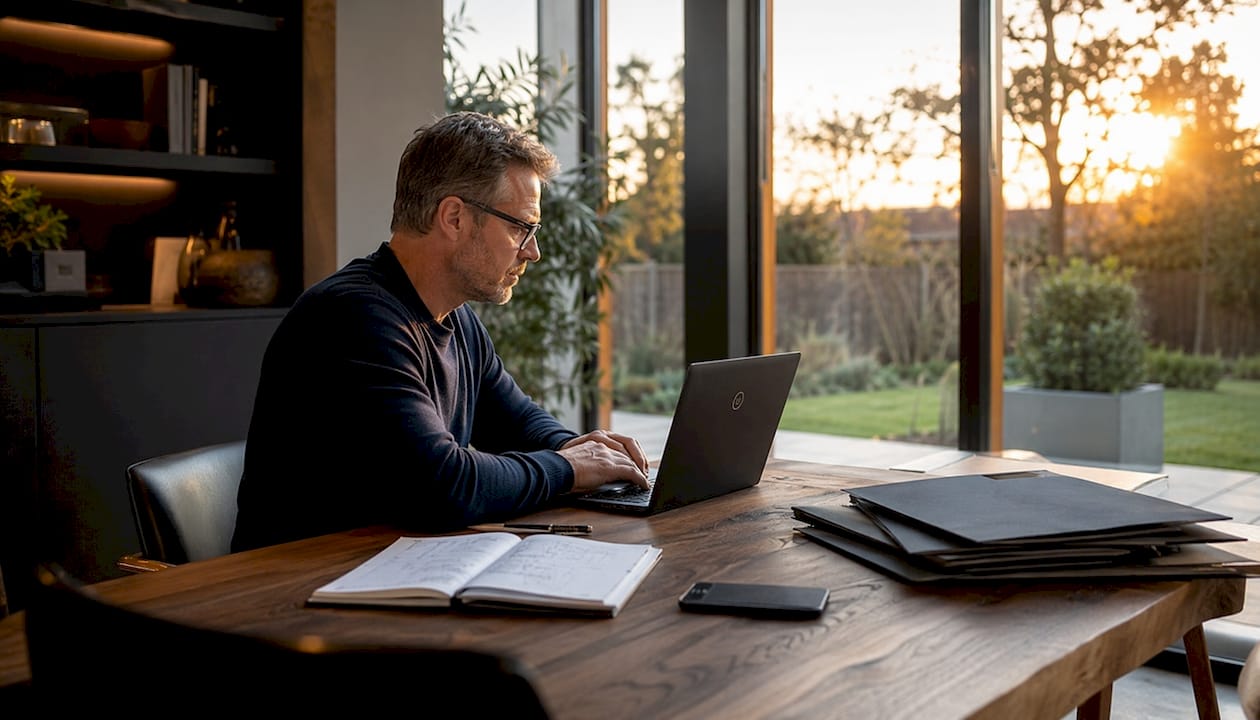 Hands typing on laptop managing data retention