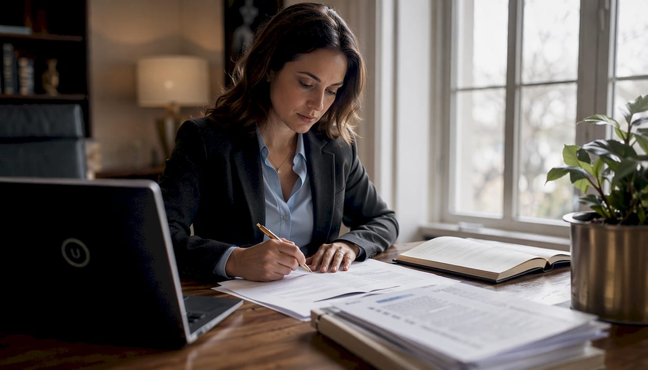 Estate agent reviewing data protection documents
