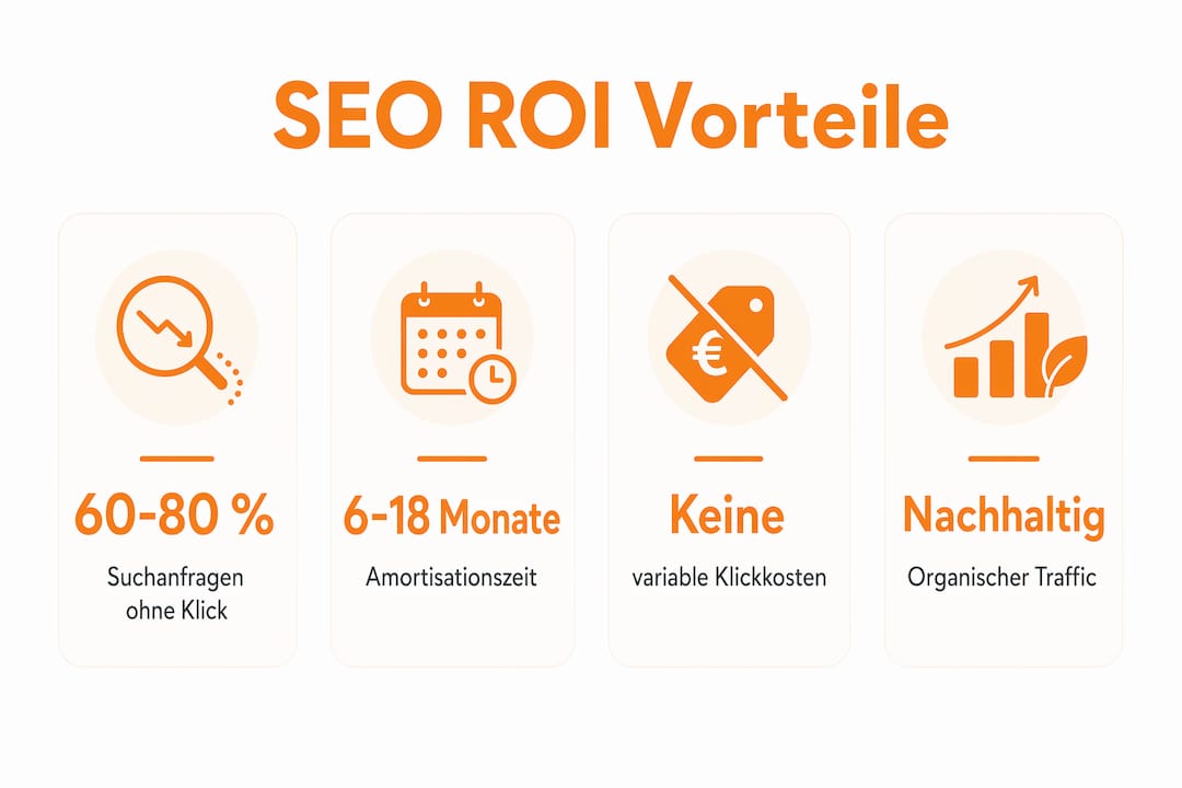 Diese Infografik veranschaulicht, wie sich SEO auf den ROI auswirkt – mit spannenden Kennzahlen und wichtigen Statistiken.