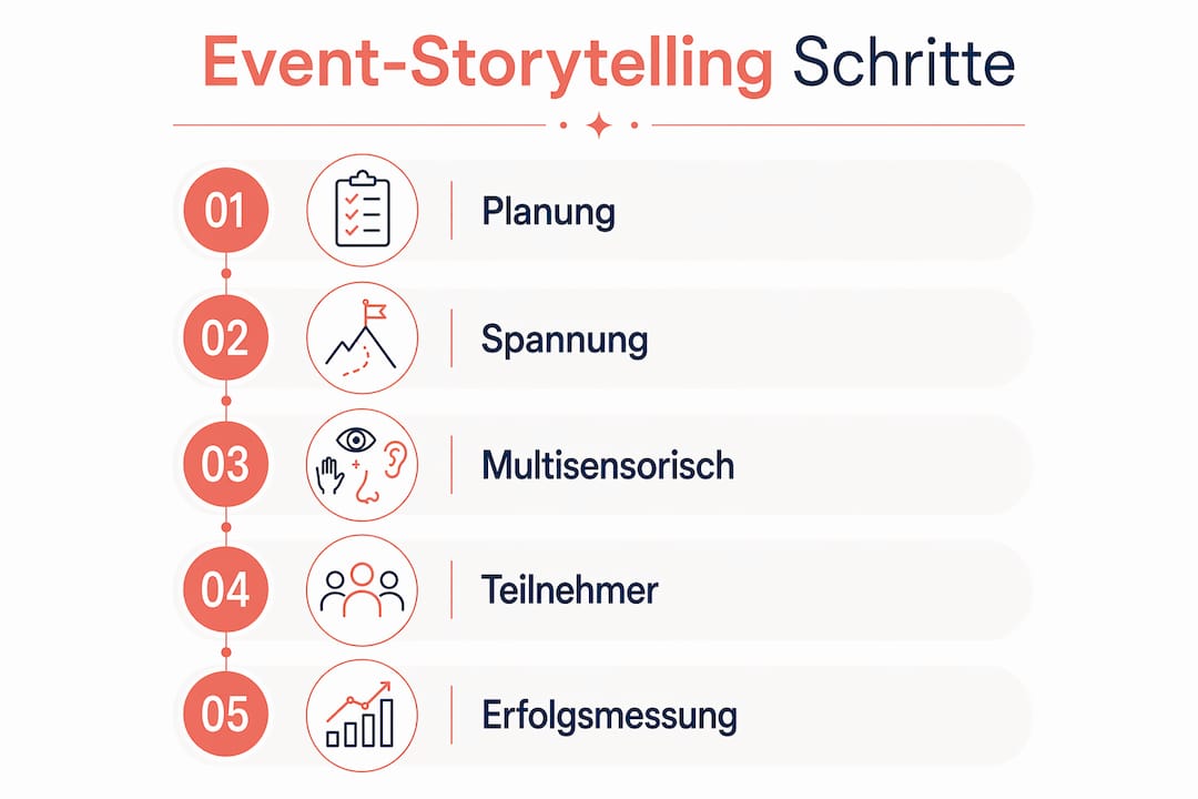 Mit dieser Infografik erhalten Sie einen anschaulichen Überblick darüber, wie Event-Storytelling funktioniert und welche Vorteile es für Ihre Veranstaltungen bietet.