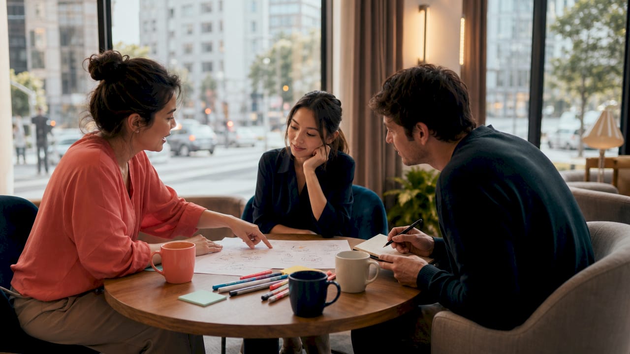 Gemeinsames Brainstorming im Team: Kreative Hashtag-Ideen sammeln