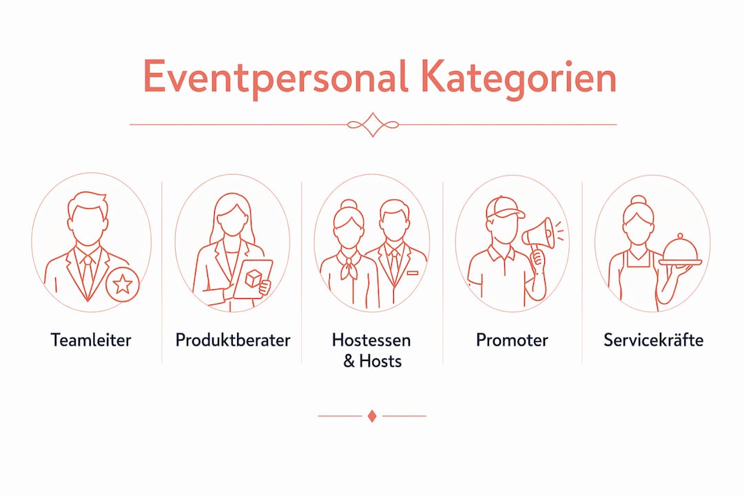 Übersichtsgrafik: Die fünf wichtigsten Arten von Eventpersonal auf einen Blick