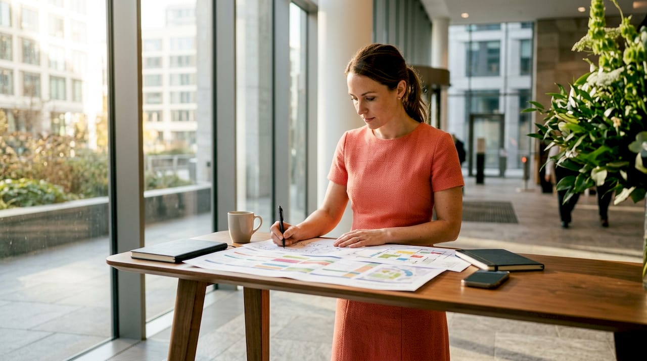 Eventmanagerin bei der gemeinsamen Planung am Konferenztisch