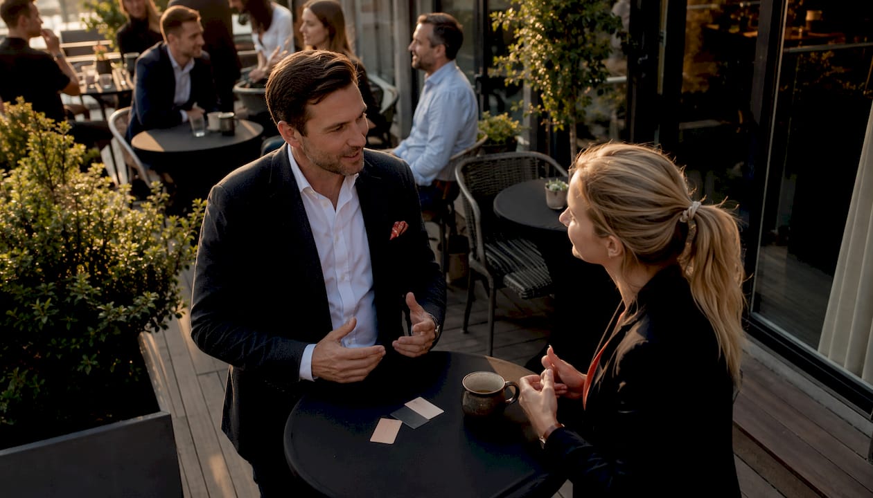 Beim Networking-Event kommen Unternehmer und Gründer ins Gespräch und tauschen Erfahrungen aus.