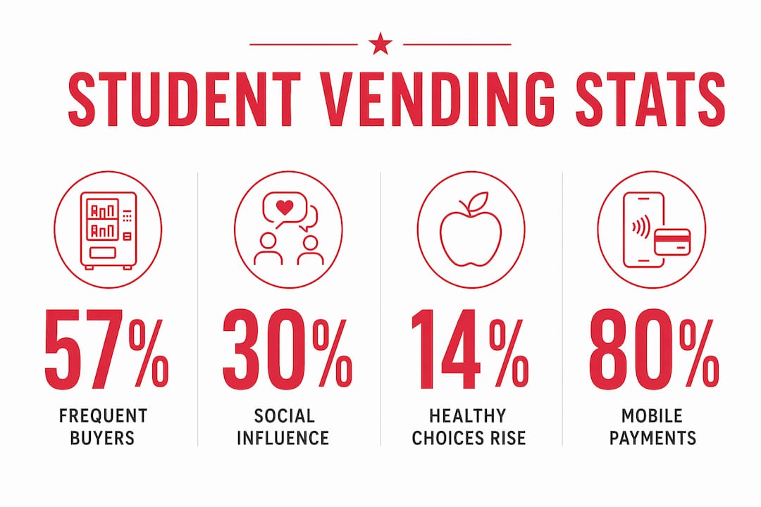 Infographic showing student vending machine behavior statistics
