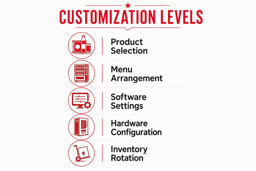 Infographic showing vending menu customization steps