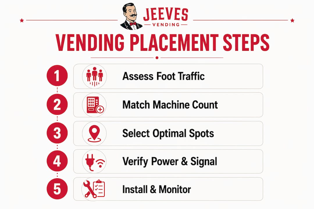 Infographic showing vending machine placement steps