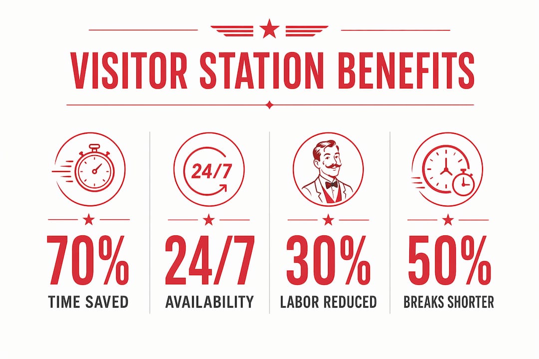 Infographic showing benefits of visitor refreshment vending stations