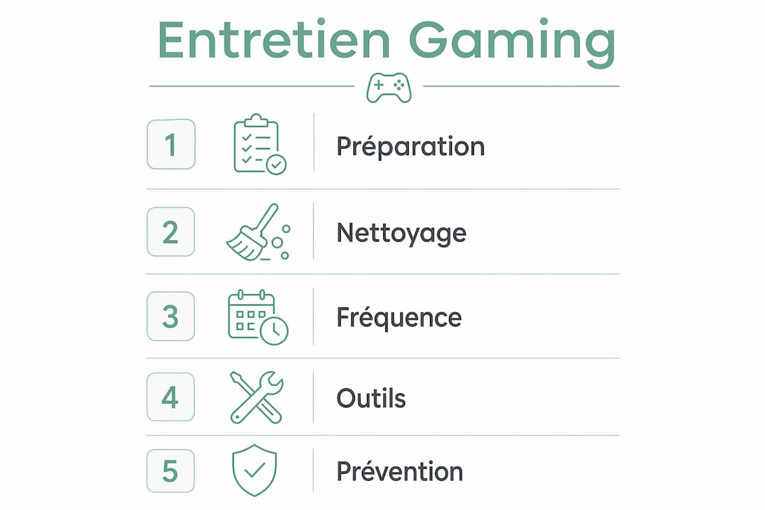 Infographie : les étapes clés pour entretenir vos accessoires gaming