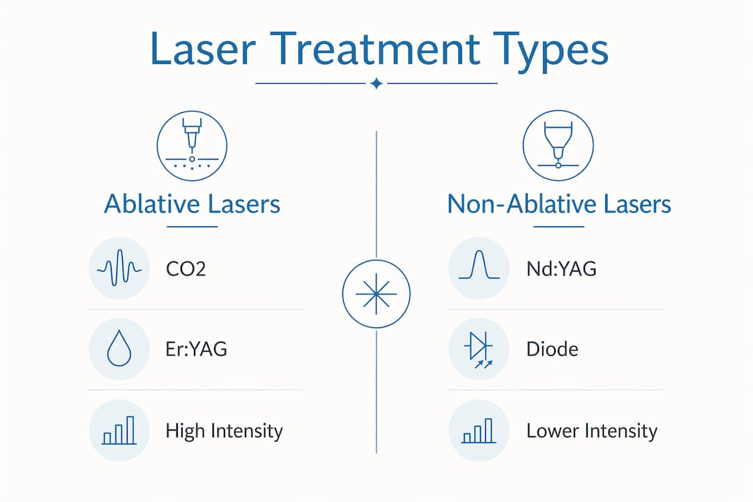 Infographic comparing ablative and non-ablative laser types