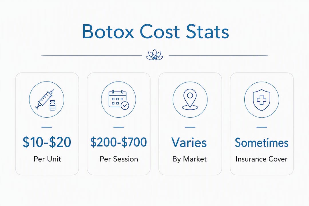 Infographic showing Botox cost statistics and insurance coverage