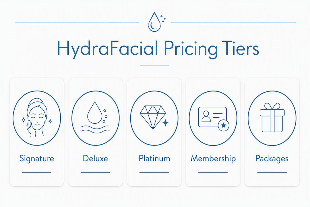 Infographic presenting HydraFacial cost tiers pyramid