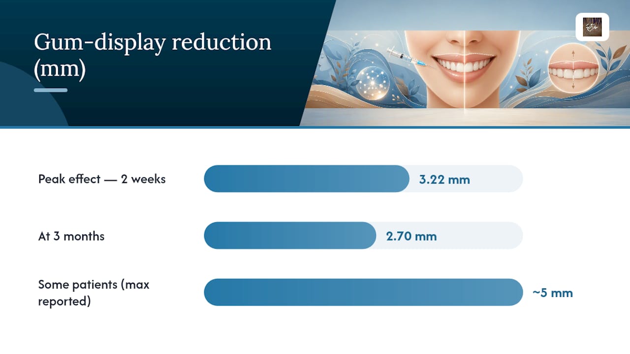 Gum-display reduction at two weeks and three months