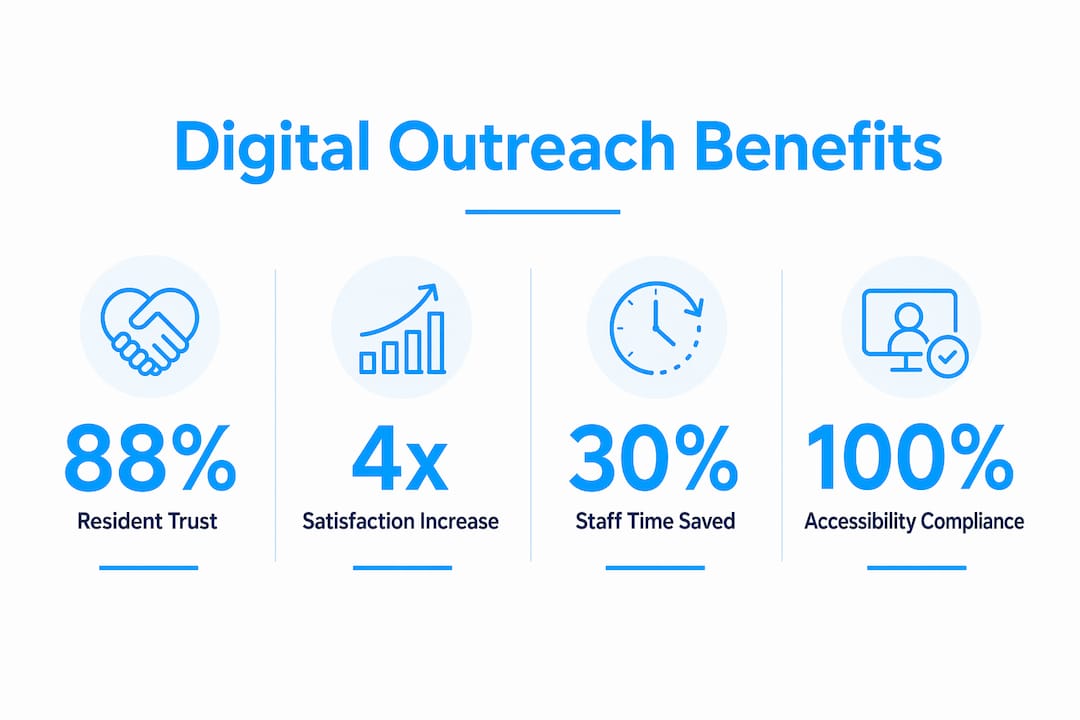 Infographic showing digital outreach benefits stats