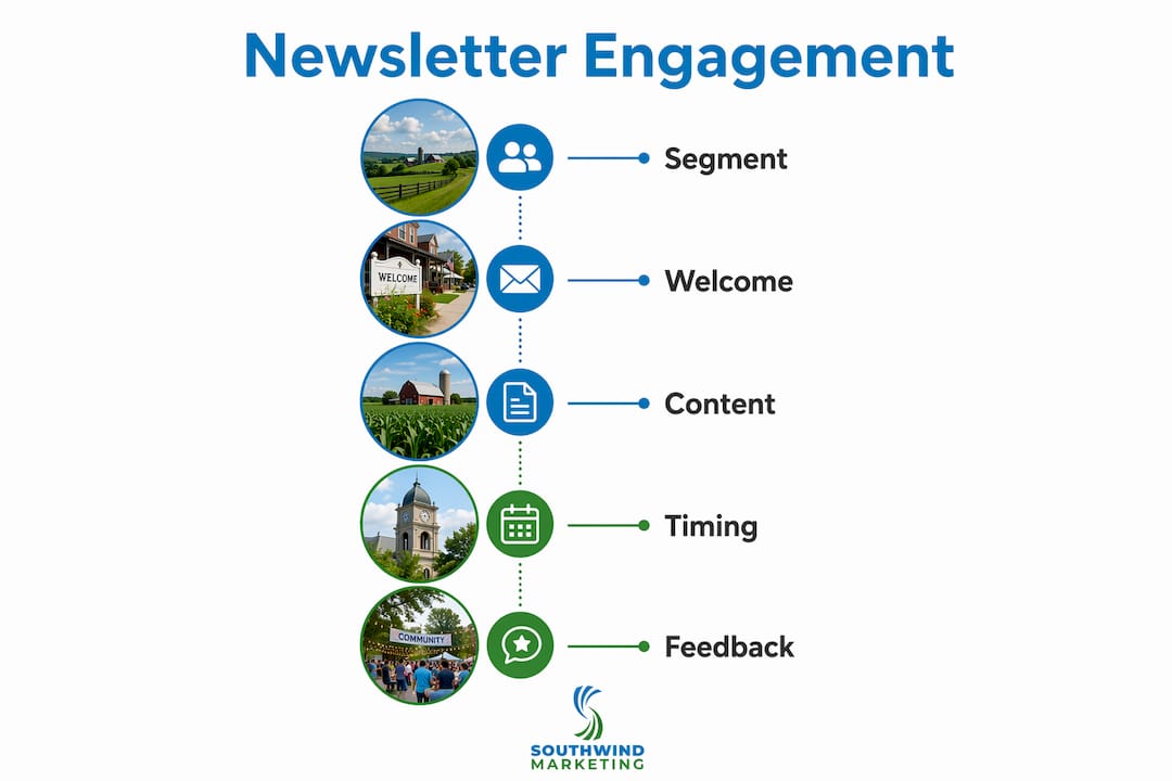 Infographic showing key newsletter engagement steps