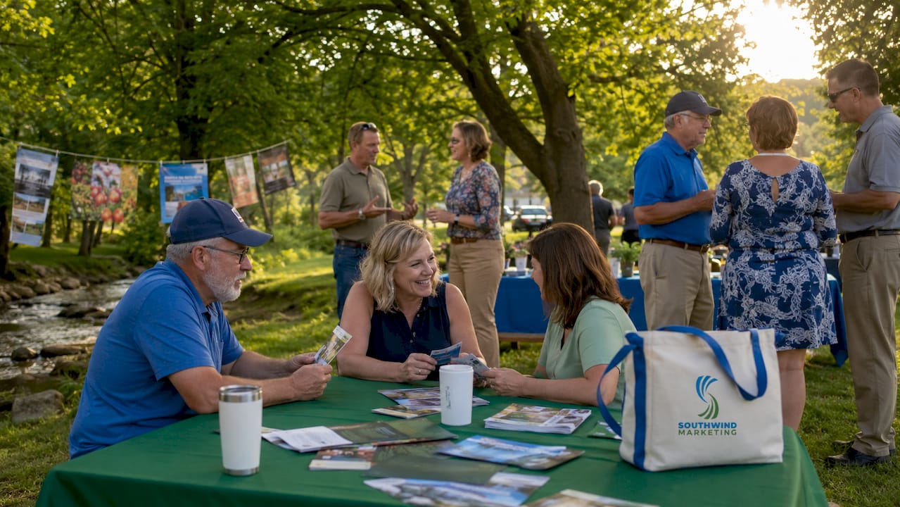 Rural chamber networking event inside community center
