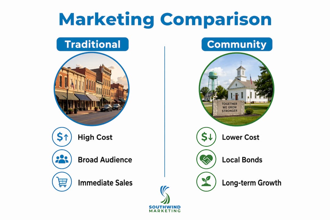 Infographic comparing traditional and community marketing