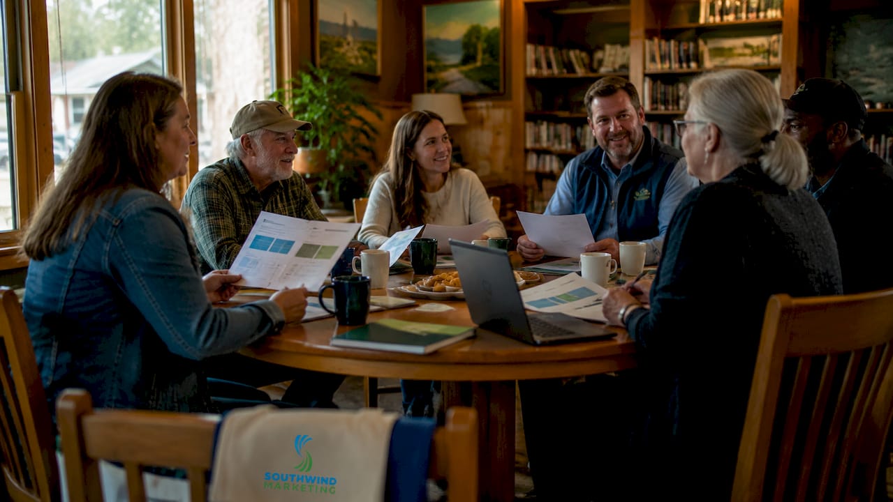 Small town economic development meeting at city hall