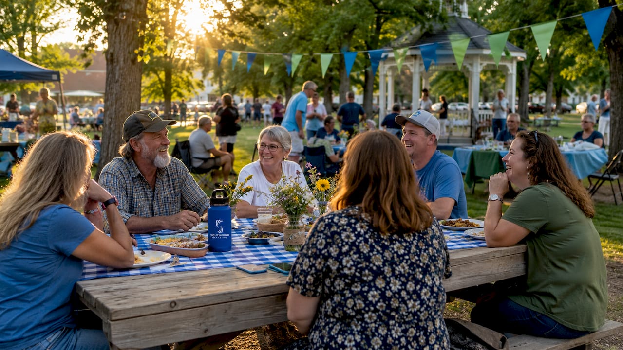 Small town chamber event with local business owners