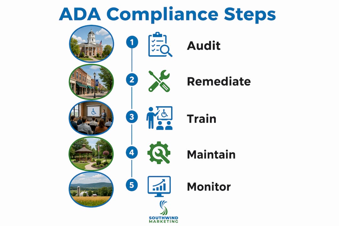 Infographic showing ADA compliance steps for websites