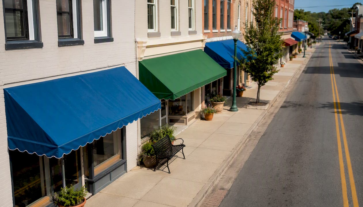 Small town Main Street storefronts