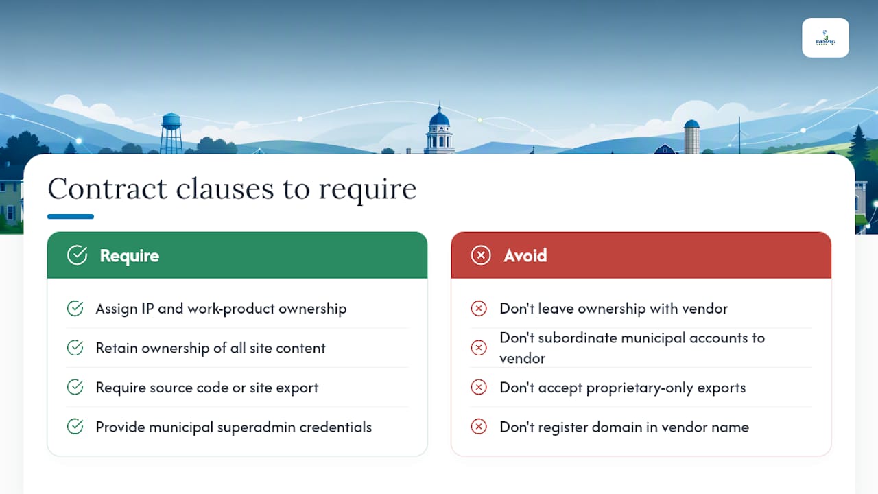 Contract clauses every rural government should require — overview diagram