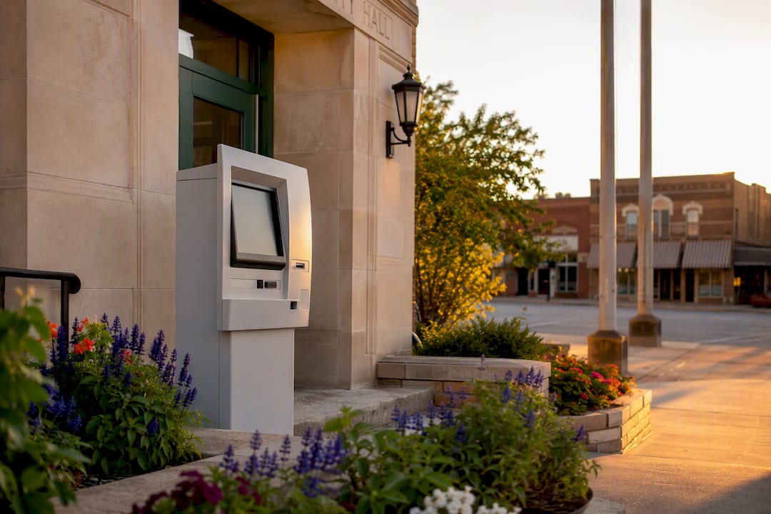 Utility payment kiosk outside Kansas city hall