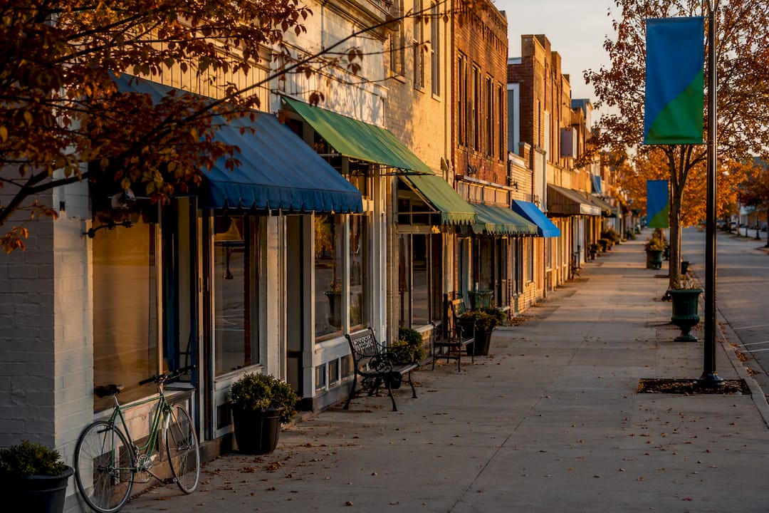 Small town Main Street storefronts