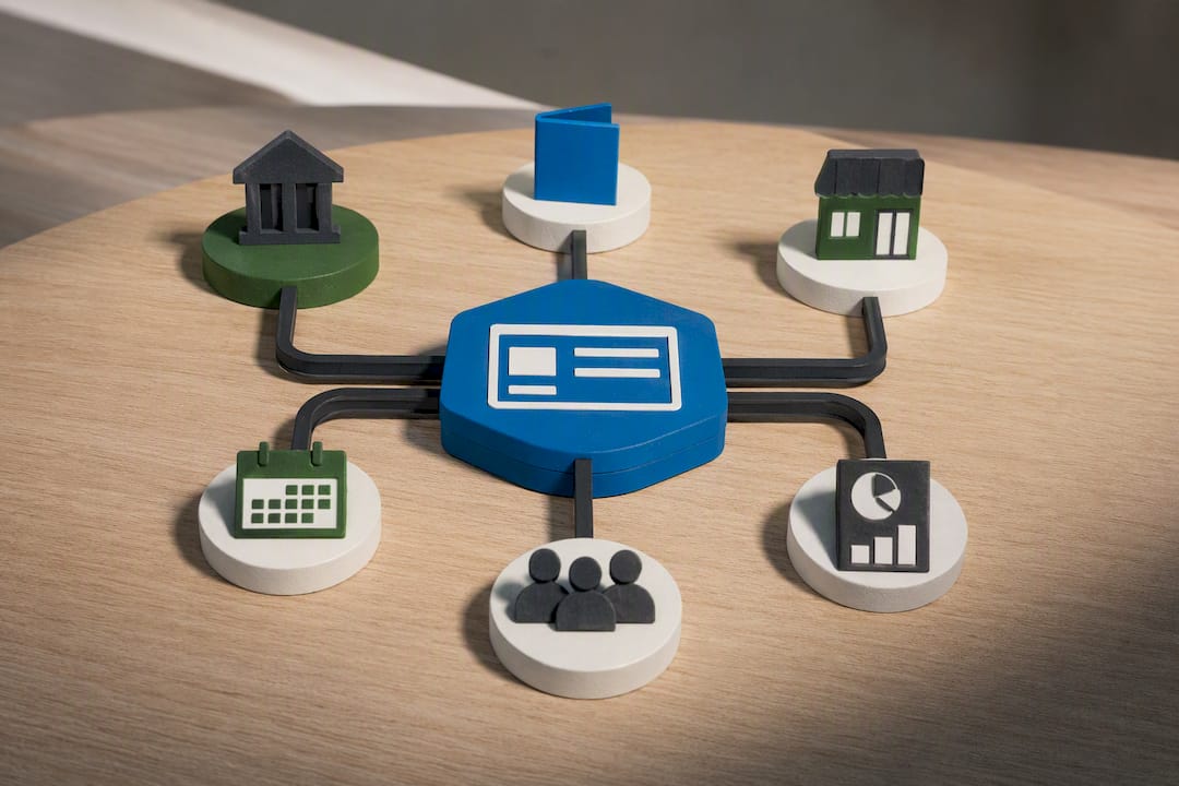 Illustration of connected local business resources