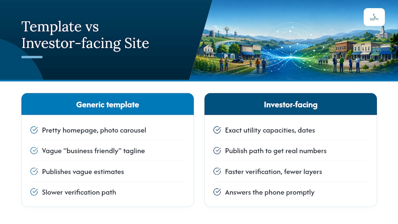 Why Rural EDOs Can't Afford a Generic Website Template — overview diagram