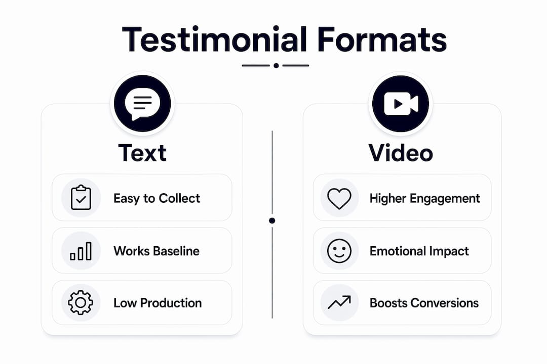 Infographic comparing text and video testimonials