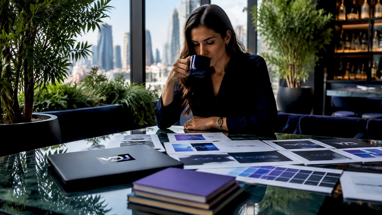 Woman reviewing consistent branding guidelines