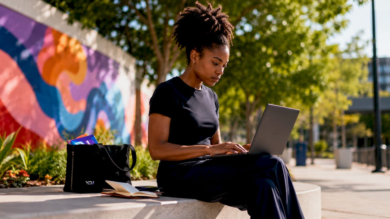 Woman working on personal brand website