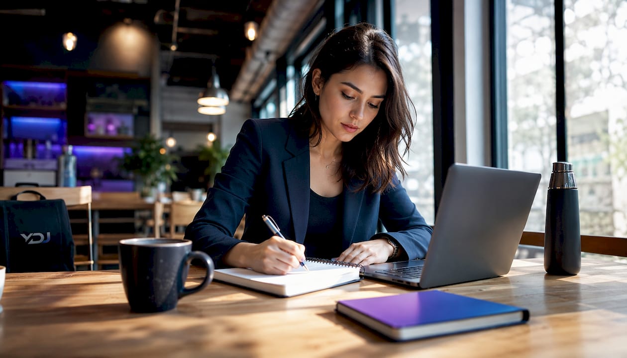 Person taking notes on website conversion process