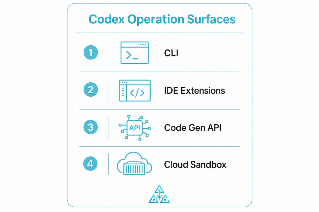 Infographic showing Codex operational surfaces