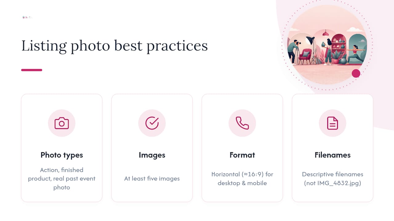 Diagram summarizing listing photo best practices