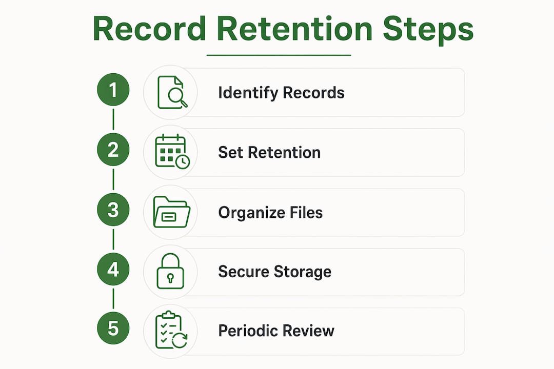 Infographic showing key steps in record retention