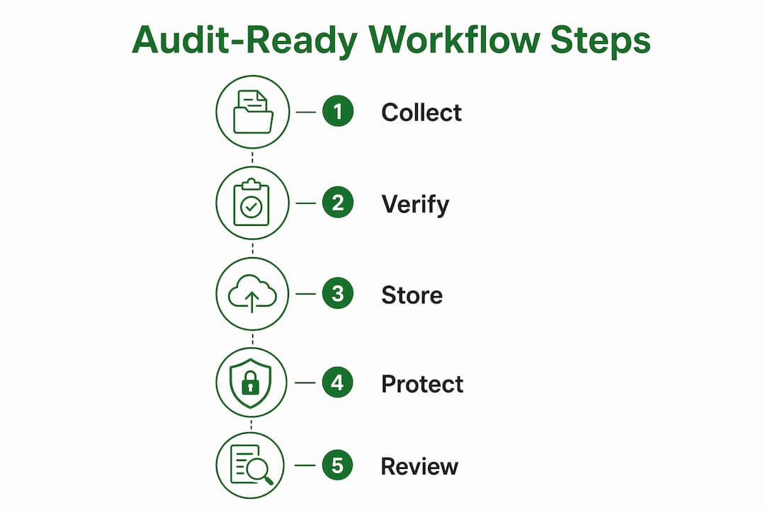 Infographic showing audit-ready workflow steps