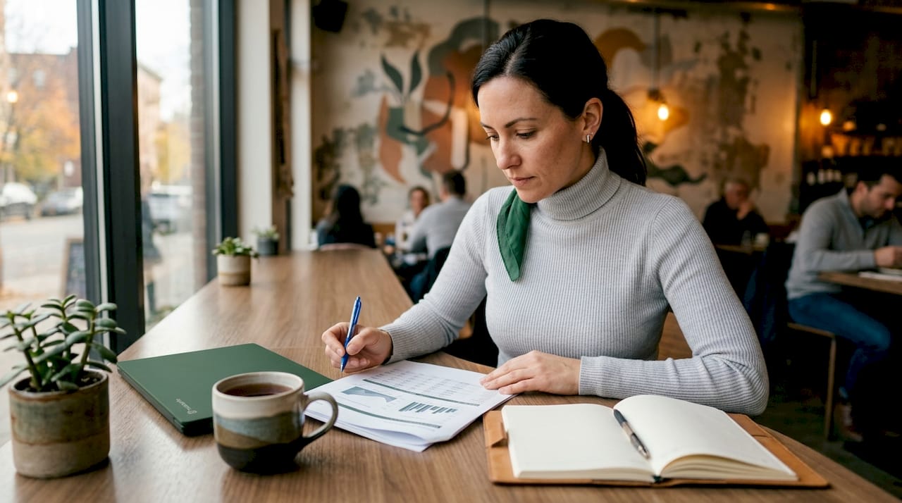 Analyst reviewing client-ready financial report