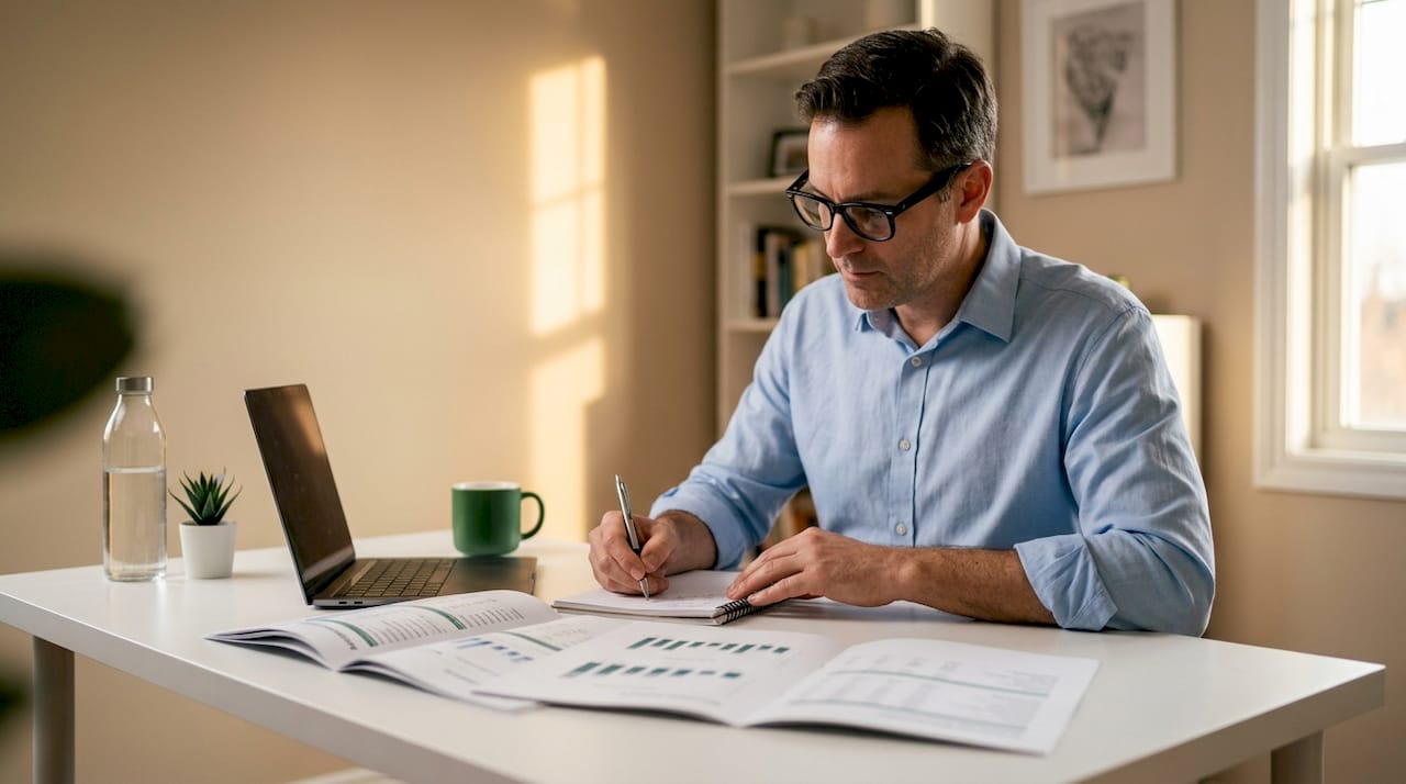 Accountant preparing management financial reports
