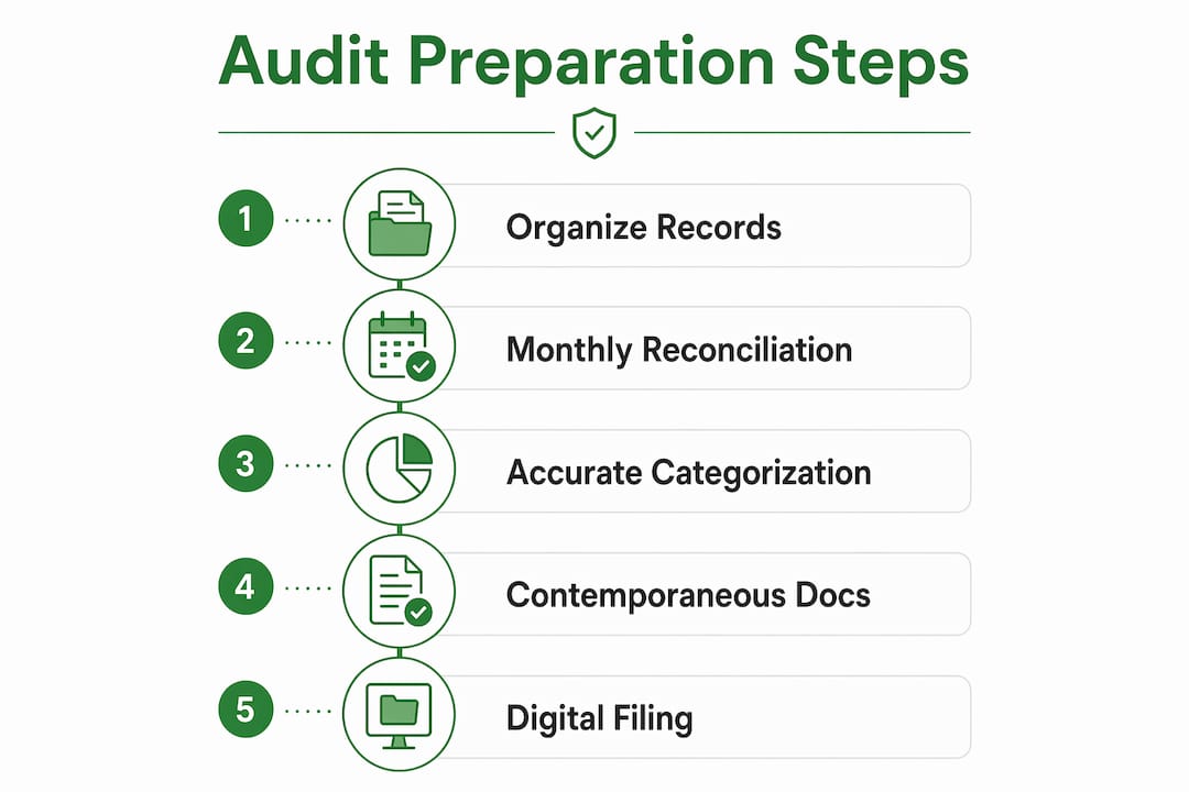 Infographic showing audit preparation steps in tax documentation